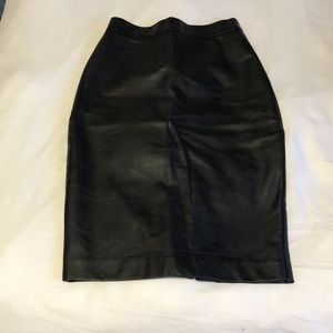 Leather knee length skirt